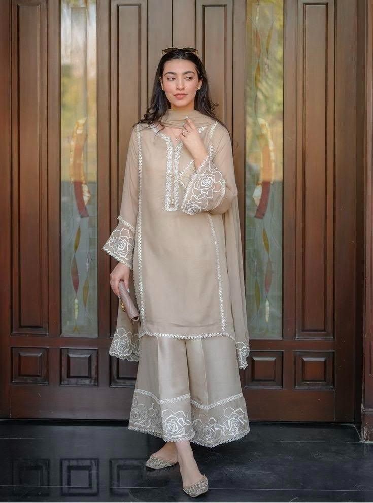 Chiffon Embroidered Suit