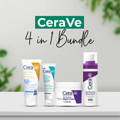 Cerave 4 In 1 Skincare Kit Night Cream, Sunblock, Cleanser & Serum For Radiant Skin